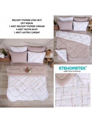 ETE HOMETEX ÇİFT KİŞİLİK WELSOFT UYKU SETİ YANSIMA BEJ 8696474231991